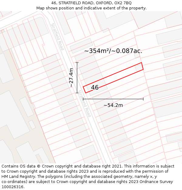 46, STRATFIELD ROAD, OXFORD, OX2 7BQ: Plot and title map