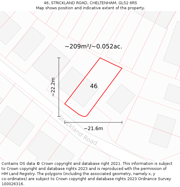 46, STRICKLAND ROAD, CHELTENHAM, GL52 6RS: Plot and title map