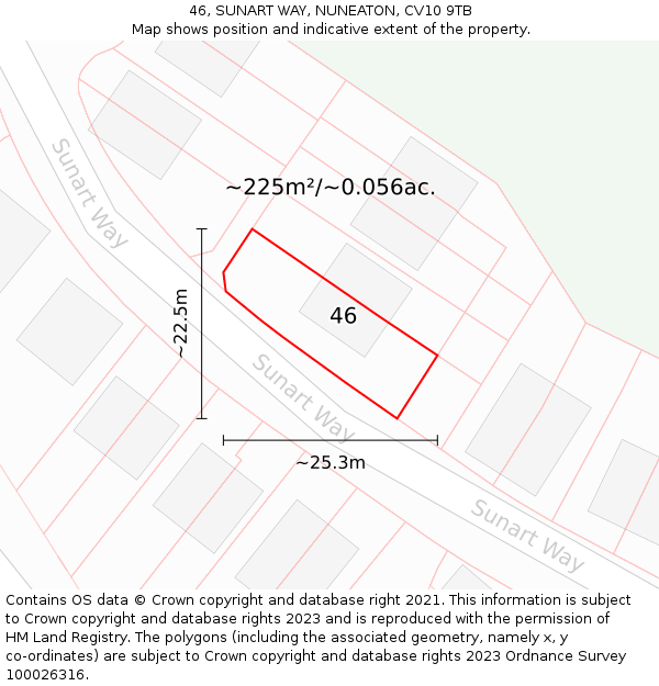 46, SUNART WAY, NUNEATON, CV10 9TB: Plot and title map