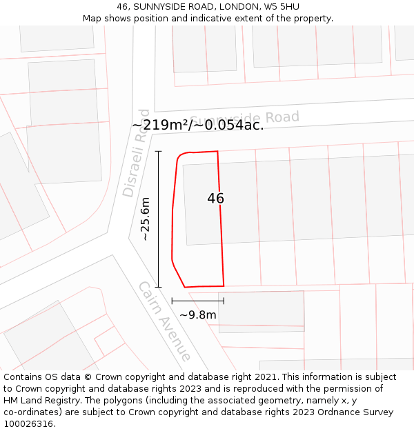 46, SUNNYSIDE ROAD, LONDON, W5 5HU: Plot and title map