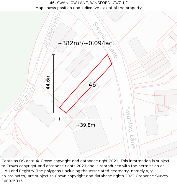 46, SWANLOW LANE, WINSFORD, CW7 1JE: Plot and title map