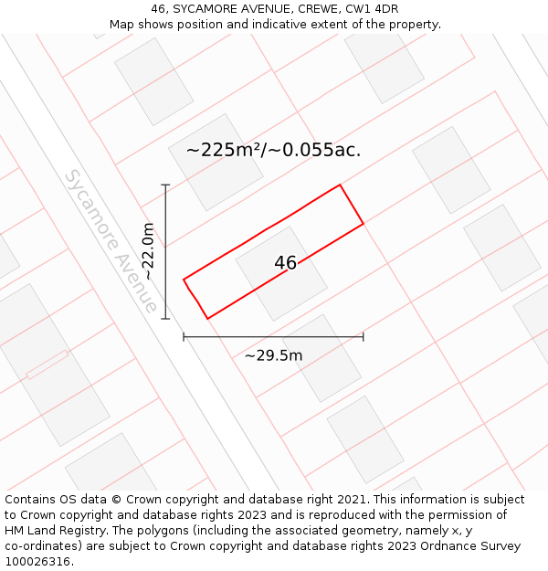46, SYCAMORE AVENUE, CREWE, CW1 4DR: Plot and title map