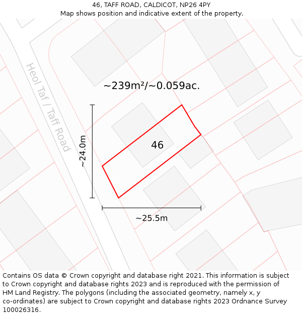 46, TAFF ROAD, CALDICOT, NP26 4PY: Plot and title map