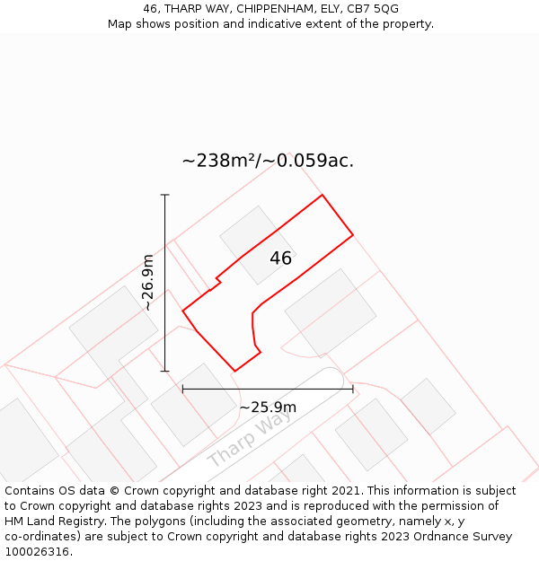 46, THARP WAY, CHIPPENHAM, ELY, CB7 5QG: Plot and title map