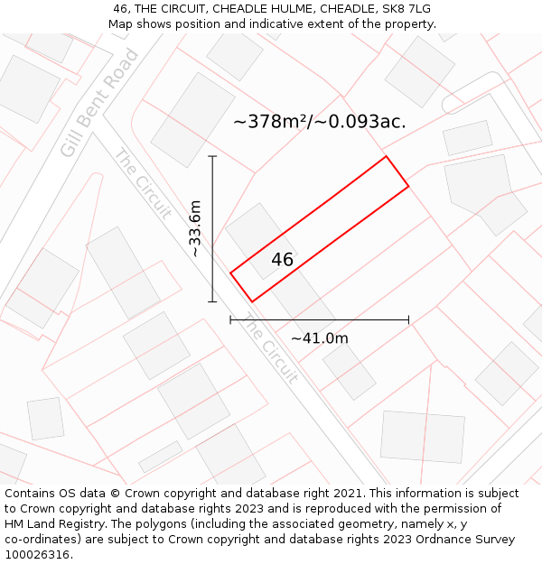 46, THE CIRCUIT, CHEADLE HULME, CHEADLE, SK8 7LG: Plot and title map