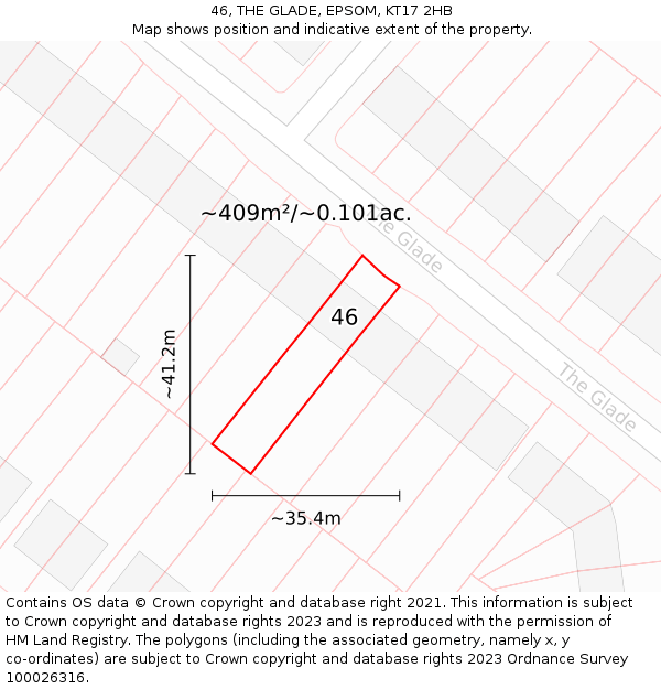 46, THE GLADE, EPSOM, KT17 2HB: Plot and title map