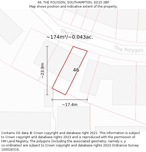 46, THE POLYGON, SOUTHAMPTON, SO15 2BP: Plot and title map