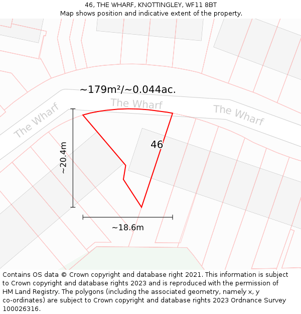 46, THE WHARF, KNOTTINGLEY, WF11 8BT: Plot and title map