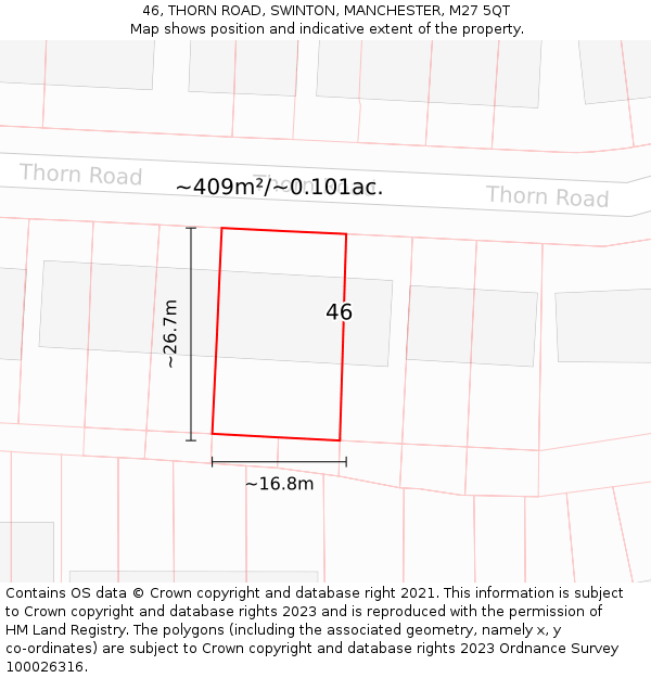 46, THORN ROAD, SWINTON, MANCHESTER, M27 5QT: Plot and title map