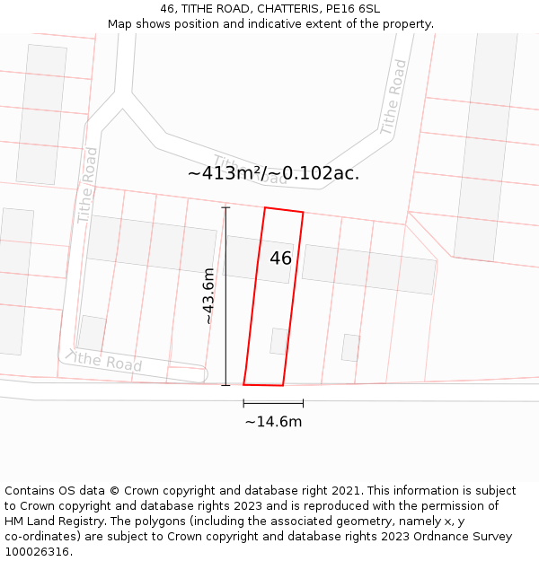 46, TITHE ROAD, CHATTERIS, PE16 6SL: Plot and title map