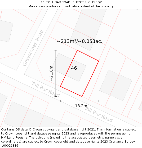 46, TOLL BAR ROAD, CHESTER, CH3 5QX: Plot and title map