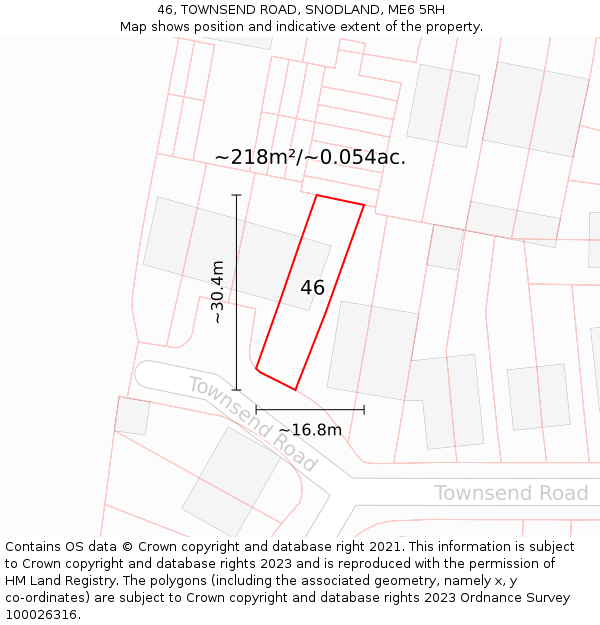 46, TOWNSEND ROAD, SNODLAND, ME6 5RH: Plot and title map