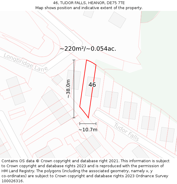 46, TUDOR FALLS, HEANOR, DE75 7TE: Plot and title map