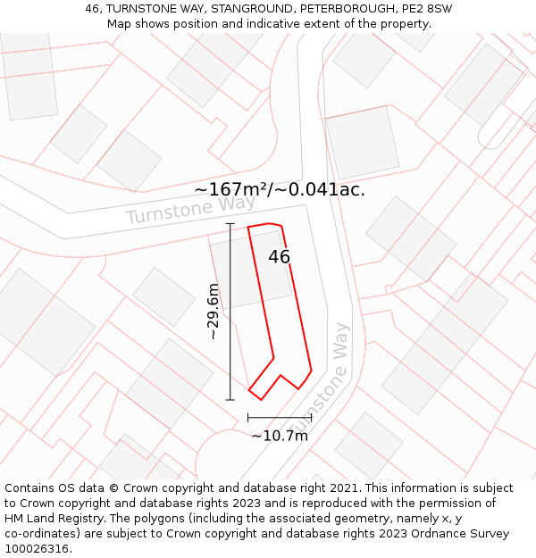 46, TURNSTONE WAY, STANGROUND, PETERBOROUGH, PE2 8SW: Plot and title map