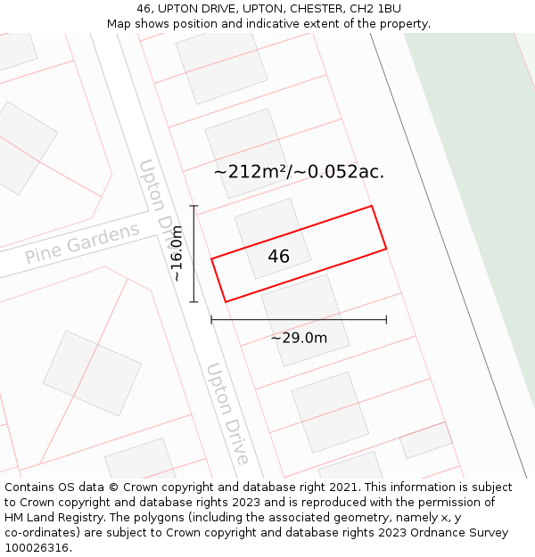 46, UPTON DRIVE, UPTON, CHESTER, CH2 1BU: Plot and title map