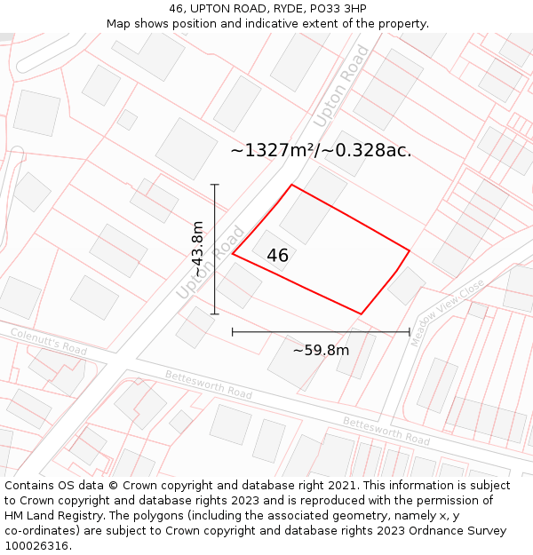 46, UPTON ROAD, RYDE, PO33 3HP: Plot and title map