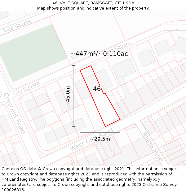 46, VALE SQUARE, RAMSGATE, CT11 9DA: Plot and title map