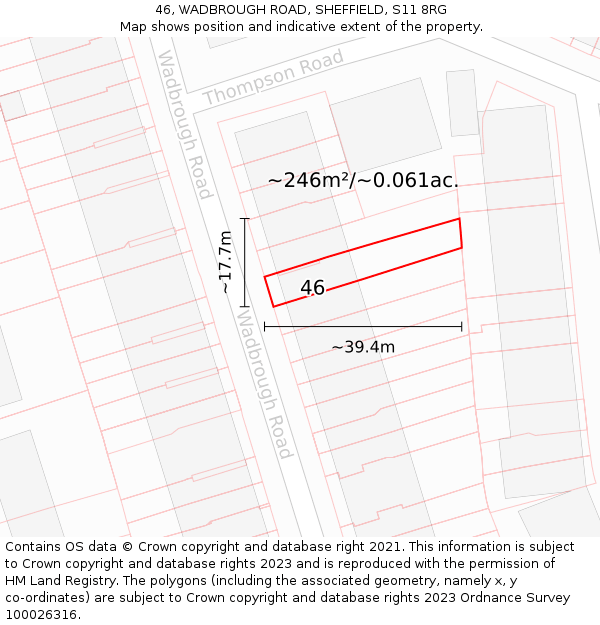 46, WADBROUGH ROAD, SHEFFIELD, S11 8RG: Plot and title map