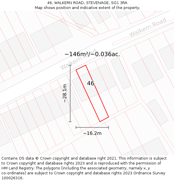 46, WALKERN ROAD, STEVENAGE, SG1 3RA: Plot and title map