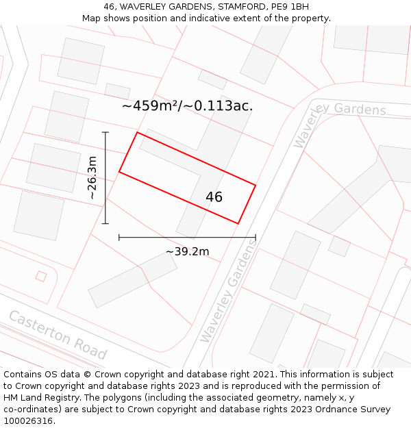 46, WAVERLEY GARDENS, STAMFORD, PE9 1BH: Plot and title map