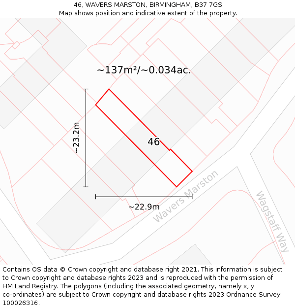 46, WAVERS MARSTON, BIRMINGHAM, B37 7GS: Plot and title map