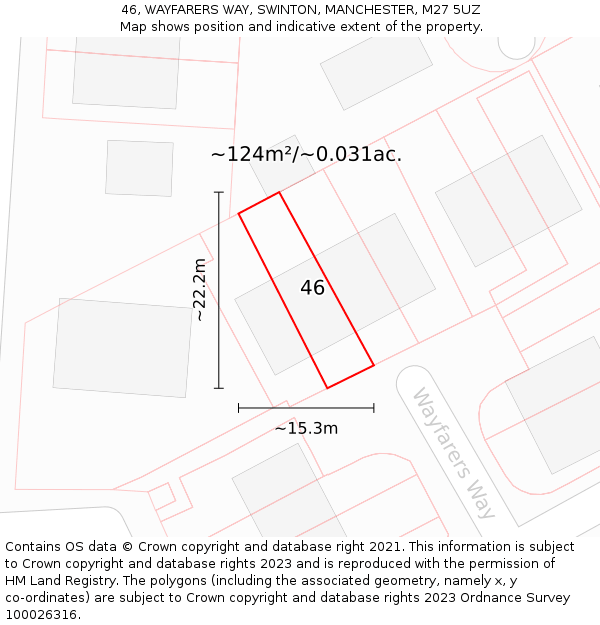 46, WAYFARERS WAY, SWINTON, MANCHESTER, M27 5UZ: Plot and title map