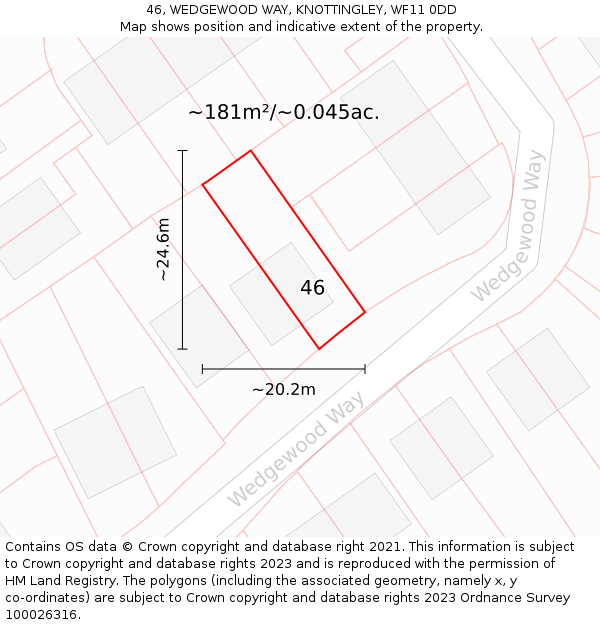 46, WEDGEWOOD WAY, KNOTTINGLEY, WF11 0DD: Plot and title map