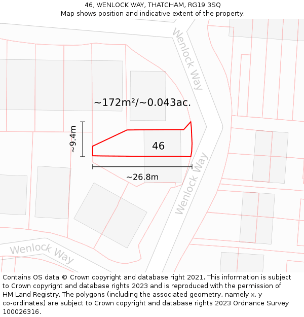 46, WENLOCK WAY, THATCHAM, RG19 3SQ: Plot and title map