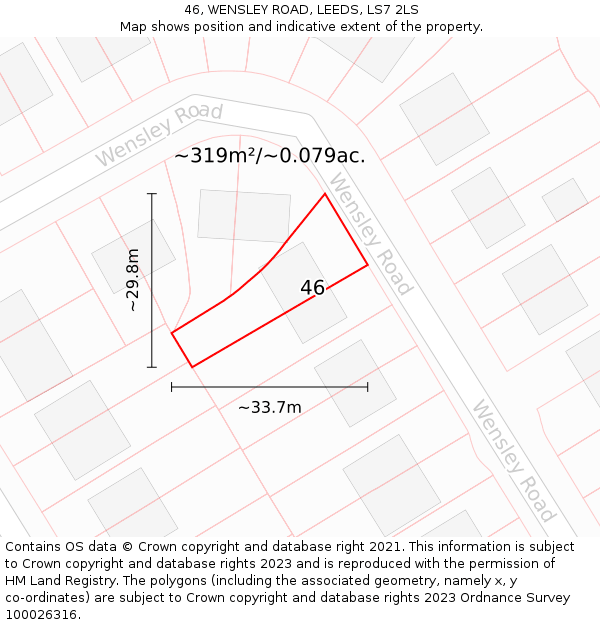 46, WENSLEY ROAD, LEEDS, LS7 2LS: Plot and title map