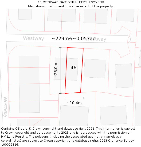 46, WESTWAY, GARFORTH, LEEDS, LS25 1DB: Plot and title map