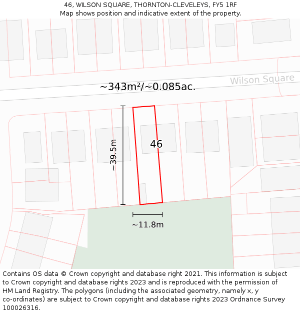 46, WILSON SQUARE, THORNTON-CLEVELEYS, FY5 1RF: Plot and title map