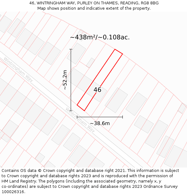 46, WINTRINGHAM WAY, PURLEY ON THAMES, READING, RG8 8BG: Plot and title map