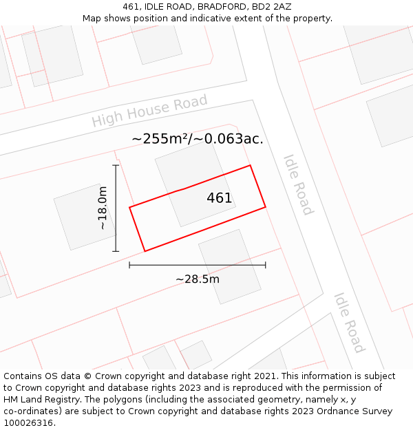 461, IDLE ROAD, BRADFORD, BD2 2AZ: Plot and title map