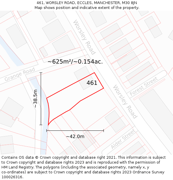 461, WORSLEY ROAD, ECCLES, MANCHESTER, M30 8JN: Plot and title map