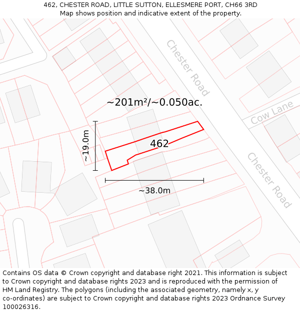 462, CHESTER ROAD, LITTLE SUTTON, ELLESMERE PORT, CH66 3RD: Plot and title map