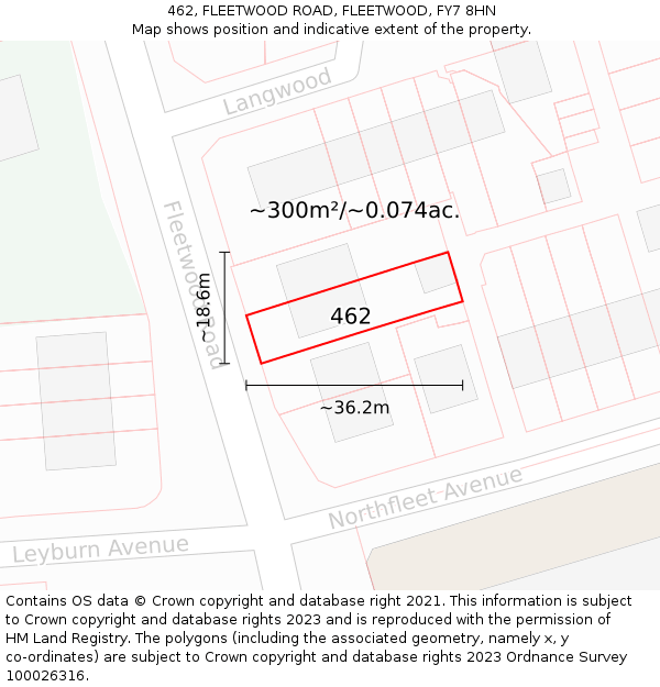 462, FLEETWOOD ROAD, FLEETWOOD, FY7 8HN: Plot and title map