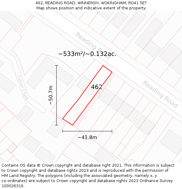 462, READING ROAD, WINNERSH, WOKINGHAM, RG41 5ET: Plot and title map