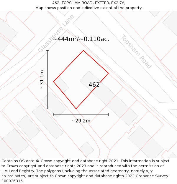 462, TOPSHAM ROAD, EXETER, EX2 7AJ: Plot and title map