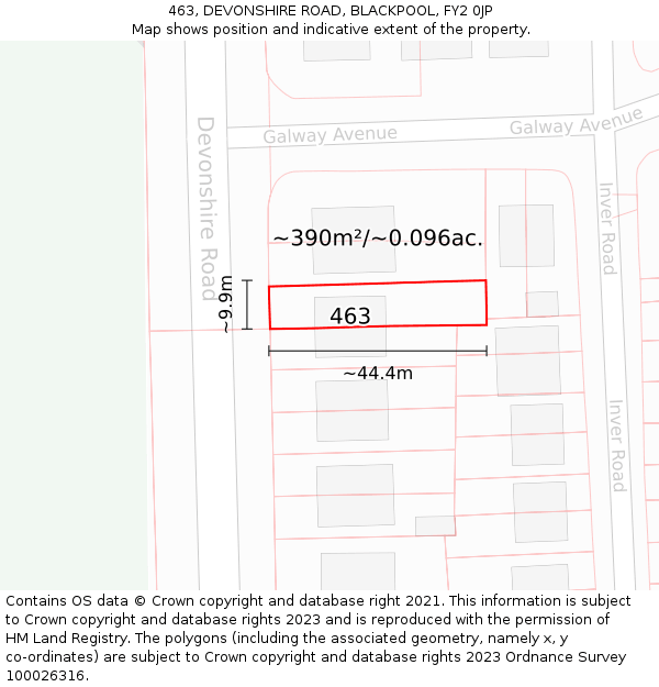 463, DEVONSHIRE ROAD, BLACKPOOL, FY2 0JP: Plot and title map