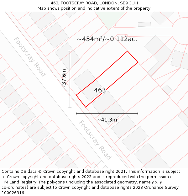 463, FOOTSCRAY ROAD, LONDON, SE9 3UH: Plot and title map