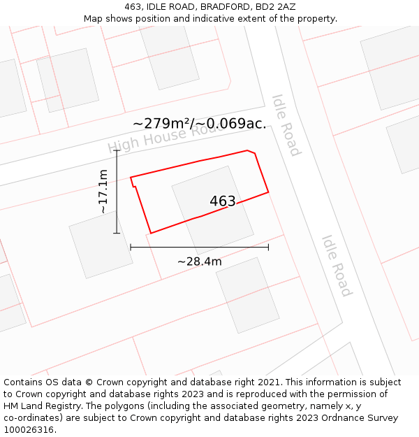 463, IDLE ROAD, BRADFORD, BD2 2AZ: Plot and title map