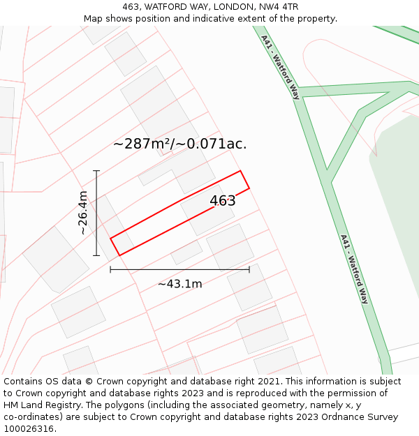 463, WATFORD WAY, LONDON, NW4 4TR: Plot and title map