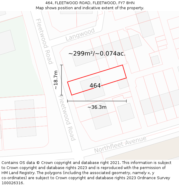 464, FLEETWOOD ROAD, FLEETWOOD, FY7 8HN: Plot and title map