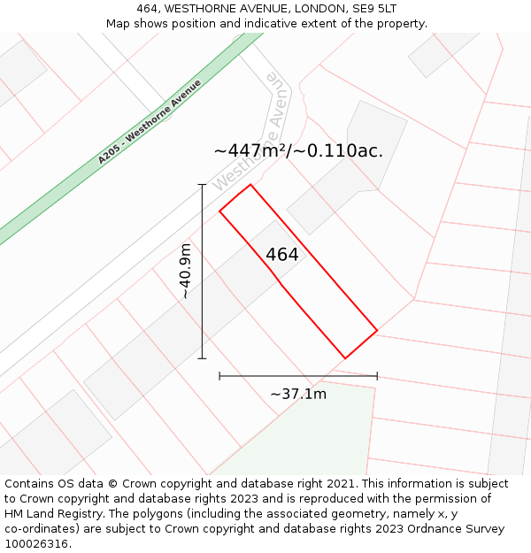 464, WESTHORNE AVENUE, LONDON, SE9 5LT: Plot and title map