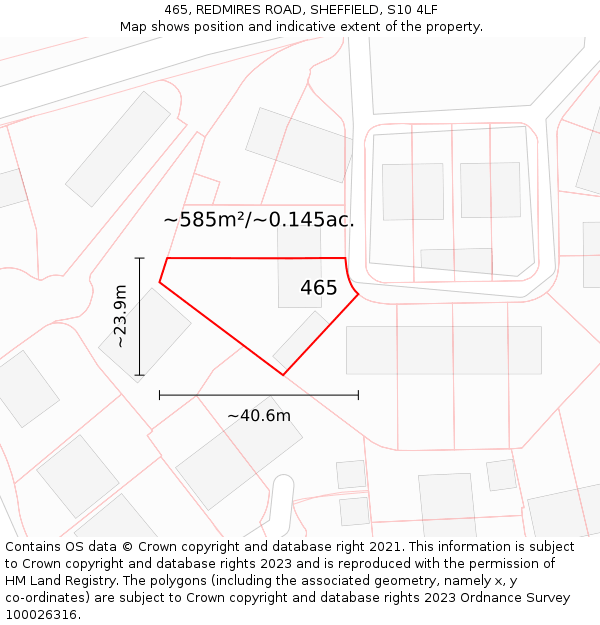 465, REDMIRES ROAD, SHEFFIELD, S10 4LF: Plot and title map