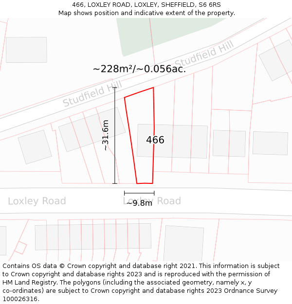 466, LOXLEY ROAD, LOXLEY, SHEFFIELD, S6 6RS: Plot and title map