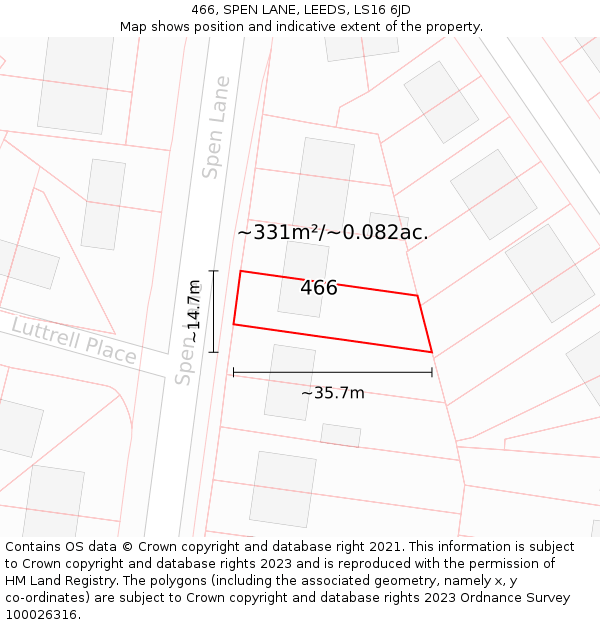 466, SPEN LANE, LEEDS, LS16 6JD: Plot and title map