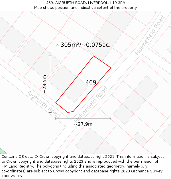 469, AIGBURTH ROAD, LIVERPOOL, L19 3PA: Plot and title map