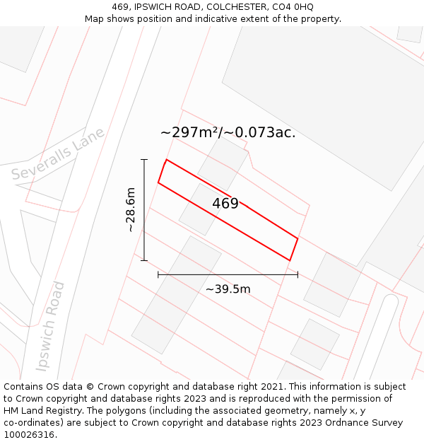 469, IPSWICH ROAD, COLCHESTER, CO4 0HQ: Plot and title map