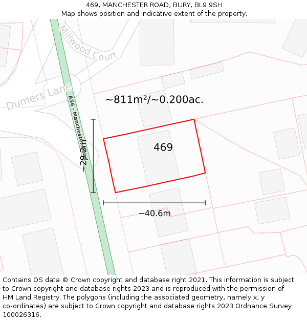 469, MANCHESTER ROAD, BURY, BL9 9SH: Plot and title map